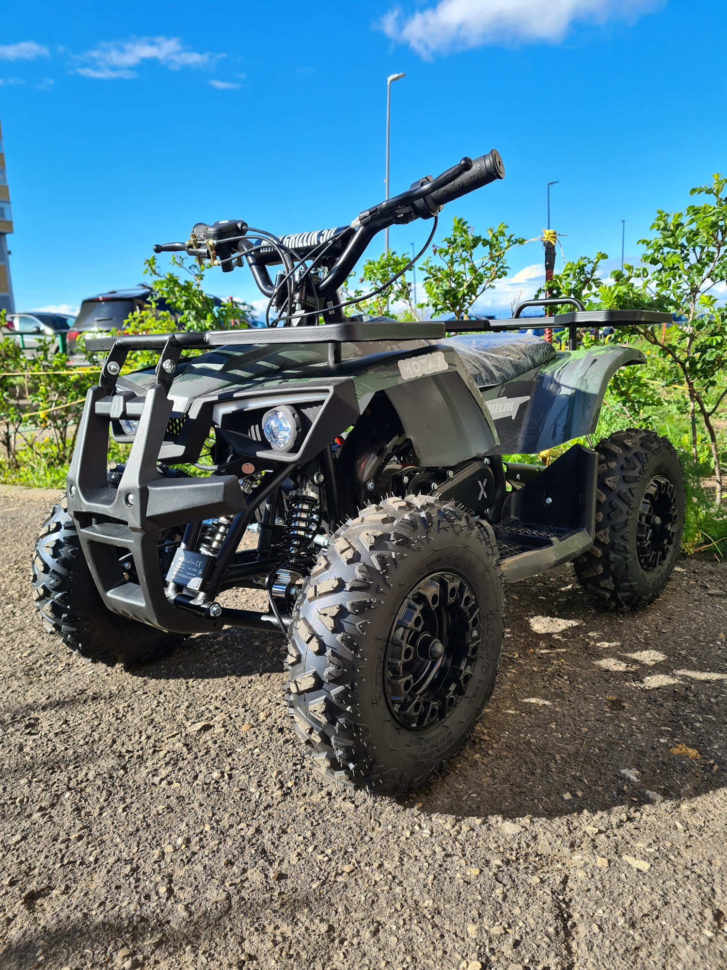 Детский бензиновый квадроцикл Motax Mini Grizlik X16 (ES) зеленый камуфляж