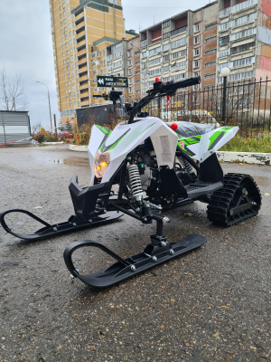 Детский бензиновый снегоход-квадроцикл Motax Gekkon Snow 90cc бело-зеленый