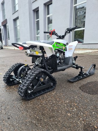 Детский бензиновый снегоход-квадроцикл Motax Gekkon Snow 90cc бело-зеленый