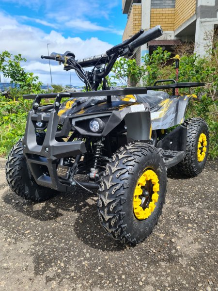 Детский электрический квадроцикл Motax Grizlik Mini E1000 BW желтый камуфляж