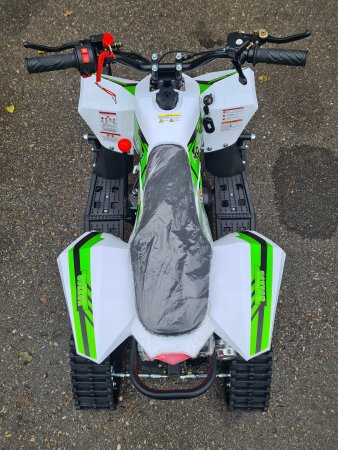 Детский бензиновый снегоход-квадроцикл Motax Gekkon Snow 90cc бело-зеленый
