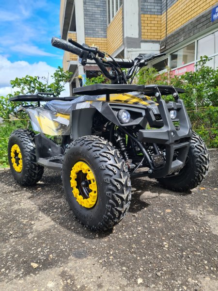Детский электрический квадроцикл Motax Grizlik Mini E1000 BW желтый камуфляж