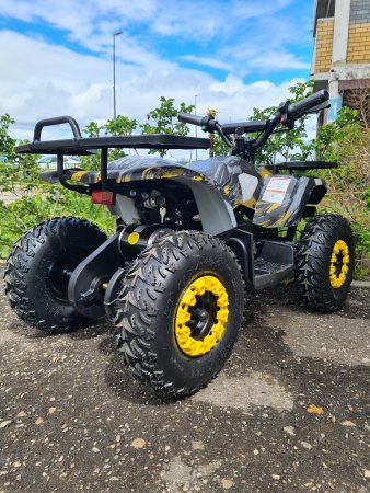 Детский электрический квадроцикл Motax Grizlik Mini E1000 BW желтый камуфляж