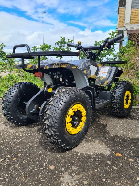 Детский электрический квадроцикл Motax Grizlik Mini E1000 BW желтый камуфляж
